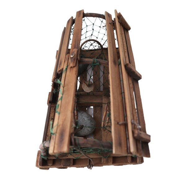Vintage Miniature Lobster Trap Handmade Wood Nautical Decor Ocean Decor Mini - Picture 6 of 7